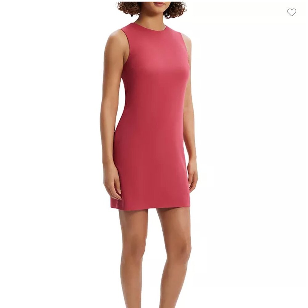 Theory Crepe Mini Shift Dress in Deep Rose - Size 2